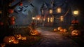 midnight haunt, the spooky pathway with scary pumpkins