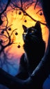 Midnight Hunter: A Halloween-Themed Feline Adventure Royalty Free Stock Photo