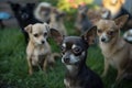 The Midnight Mutts: A pack of mischievous pups, led by the cunning Chihuahua, Generative AI Royalty Free Stock Photo