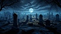 Midnight Mystique: Tombstone Shadows in Moonlight