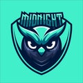 MIDNIGHT NOCTURNAL OWL MASCOT LOGO VECTOR ILLUSTRATION