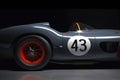 A midnight production racer closeup of its smoketinted window and menacing wheel covers. Speed drive concept. AI