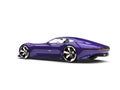 Midnight purple modern super sports car - tail side view