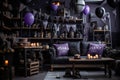 Midnight Revelry: Frat House Halloween Havoc in Shades of Purple and Black