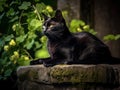 Midnight Reverie: Cat\'s Mysterious Serenade in the Moonlit Garden