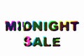 Midnight sale sign on the whte background