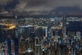 Midnight scenery of Victoria Harbor of Hong Kong city Royalty Free Stock Photo