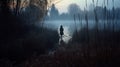 Midnight Serenity: Misty Gothic Backlight On A Reed Filled Lake