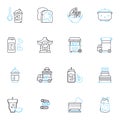 Midnight Snack linear icons set. Cravings, Snacking, Munchies, Hunger, Temptations, Guilty, Binge line vector and