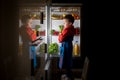 Midnight snack, looking into fridge Royalty Free Stock Photo