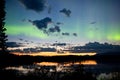 Midnight summer Northern lights Aurora borealis Royalty Free Stock Photo