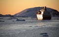 Midnight Sun - Tourist boat in Antarctica Royalty Free Stock Photo