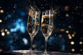 Midnight toast celebration with clinking Royalty Free Stock Photo