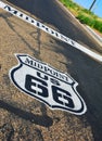 Midpoint in the historic Route 66. Royalty Free Stock Photo