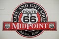 The Midpoint of Route 66 sign. Half way. Midpoint Cafe Route 66 Cafe