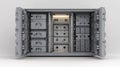 Midrange view of a mediumsized cash vault featuring modular compartments with advanced locking mechanisms for enhanced Royalty Free Stock Photo