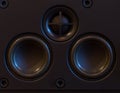 Midranges and tweeter speaker drivers of an audio loudspeaker system Royalty Free Stock Photo