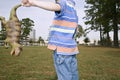 Midsection Of Boy With Toy Dinosaur Royalty Free Stock Photo