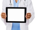 Midsection Of Doctor Showing Digital Tablet Royalty Free Stock Photo