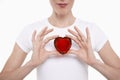 Midsection Of Woman Holding Red Glass Heart