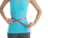 Midsection Of Woman Measuring Her Waistline Royalty Free Stock Photo