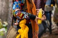 Midsection of woman wearing colorful cloth