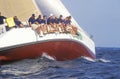 Midshipmen from the U.S. Naval Academy practice sailing skills in Chesapeake Bay, near Annapolis, Maryland Royalty Free Stock Photo