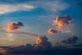 Midsized orange cumulus clouds Royalty Free Stock Photo