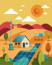 In the midst of a drought a farm powered by solar panels is able to keep their irrigation systems running and their Royalty Free Stock Photo