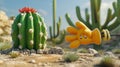 In the midst of the highfive marathon a clumsy glove accidentally highfives a cactus causing it to deflate in shock