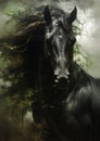 Enchanting Equine: A Majestic Horse with a Flowing Mane Against