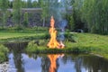 Midsummer bonfire in Juokslahti, Finland Royalty Free Stock Photo