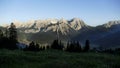 Midsummer bonfire at Zugspitze mountain and Ehrwalder Sonnenspitze mountain in Tyrol, Austria Royalty Free Stock Photo