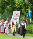Midsummer celebrations with Slagsta Gille in Hagelbyparken, botkyrka. Slagsta Gille consists of musicians and dancers who play old Royalty Free Stock Photo