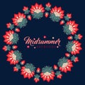 Midsummer floral frame, Jacobean flowers wreath