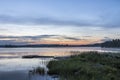 Midsummer night next to lake in Finland Royalty Free Stock Photo