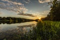 Midsummer sunset in lake forest