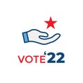 2022 Midterm Elections Design w Red White and Blue Vote Icon