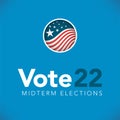 2022 Midterm Elections Design w Red White and Blue Vote Icon