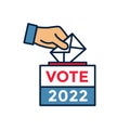 2022 Midterm Elections Design w Red White and Blue Vote Icon