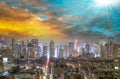Midtown Manhattan aerial view at night as seen from Hell's Kitchen rooftop Royalty Free Stock Photo
