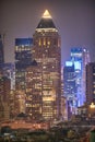 Midtown Manhattan at night. Panoramic aerial view of New York City skyscrapers Royalty Free Stock Photo