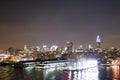 Midtown Manhattan piers at night Royalty Free Stock Photo