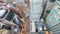 Midtown Manhattan from rooftop, aerial view at sunset