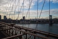 Midtown Manhattan Skyline in New York as Seen from Brooklyn Bridge at Dusk Royalty Free Stock Photo