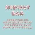 Midway bar header vintage 3d vector alphabet set