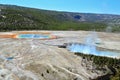 Midway Geyser Basin with Grand Prismatic Spring and Steaming Excelsior Pool, Yellowstone National Park, Wyoming Royalty Free Stock Photo