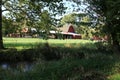 Midwest farm barn buildings river