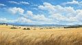 Midwest Grassland: A Serene Foothills Landscape With Expansive Blue Sky