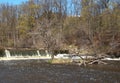 Midwest Sunny Spring Day With Blue Sky at River Dam